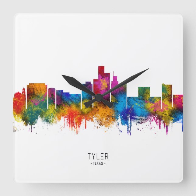Tyler Texas Skyline Fyrkantig Klocka (Framsida)