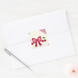 Tylliga baby shower servetter med körsbärsruta fyrkantigt klistermärke