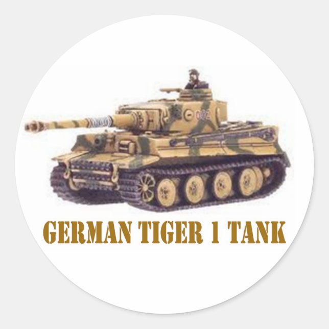 TYMAN TIGER 1 TANK RUNT KLISTERMÄRKE (Framsida)