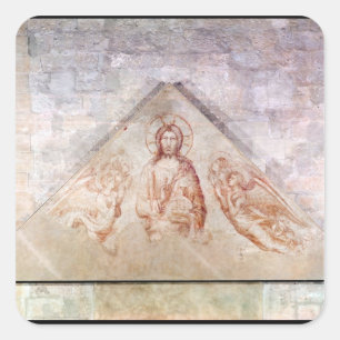 Tympanum som skildrar Jesus Redemptor Fyrkantigt Klistermärke