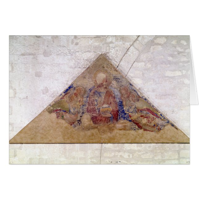 Tympanum som visar frälsarevälsignelsen, 1341 hälsningskort (Framsidan Horizontal)