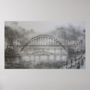 Tyne Bridge från Quayside Newcastle Print Poster