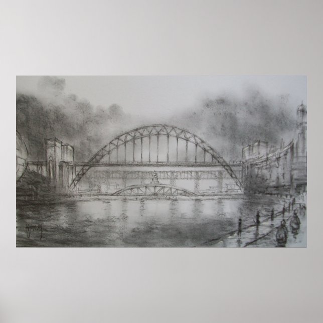 Tyne Bridge från Quayside Newcastle Print Poster (Framsidan)