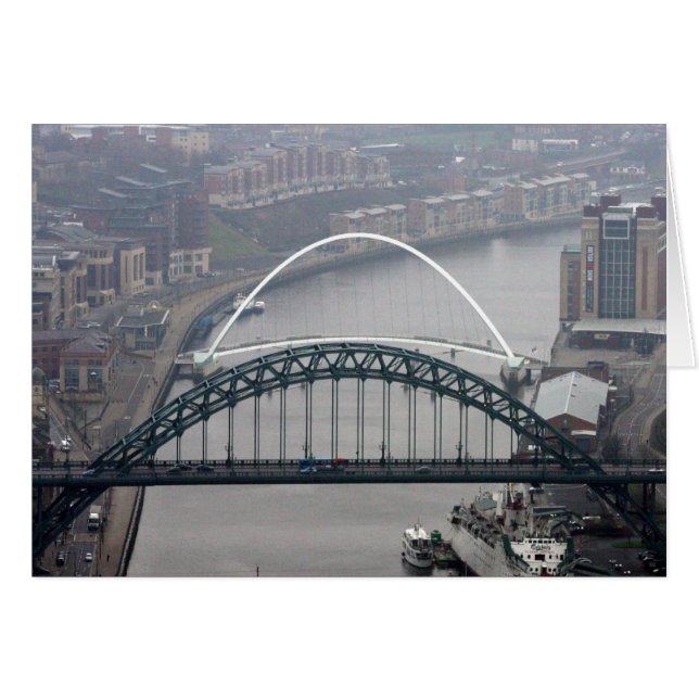 Tyne Bridge och Millennium Bridge Hälsningskort (Framsidan Horizontal)