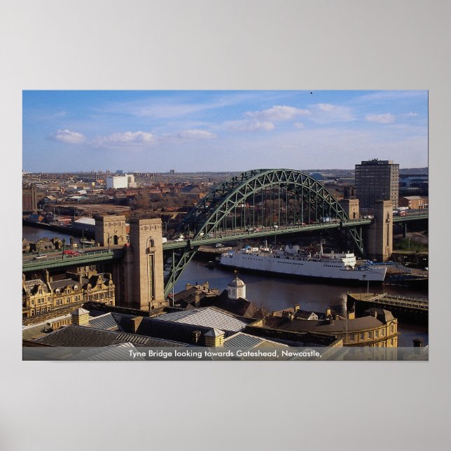 Tyne Bridge tittar mot Gateshead, Newcastle. Poster (Framsidan)