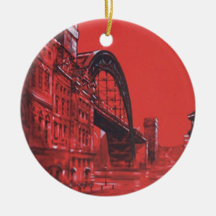 Tyne överbryggar, Newcastle på den Tyne prydnade Julgransprydnad Keramik