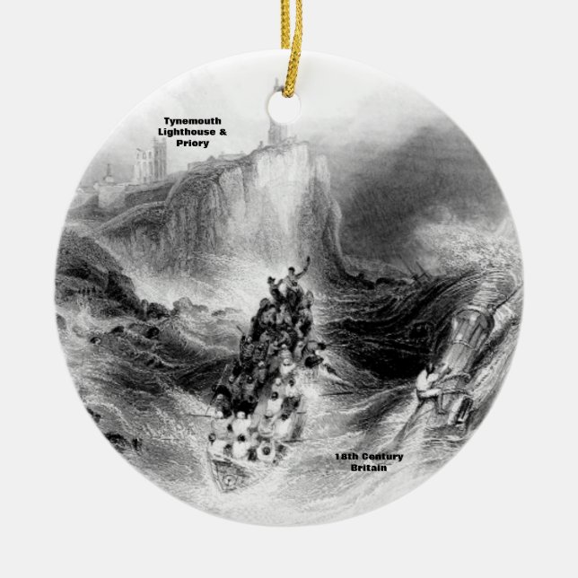 Tynemouth Lighthouse och Harbour Julgransprydnad Keramik (Framsidan)
