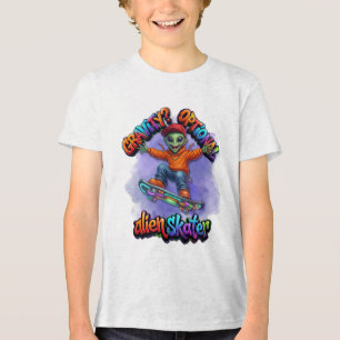 Tyngdlös utomjordisk skateboardåkare på hoverboard t shirt