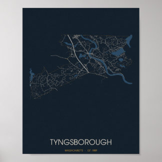 Tyngsborough Massachusetts Gatukarta Poster (Nära
