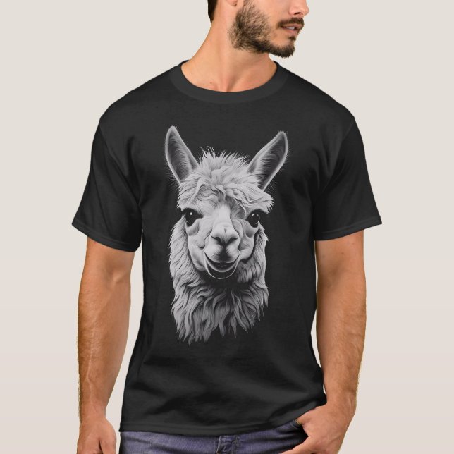Tynnlig alaca lamas head vild animal art design t shirt (Framsida)