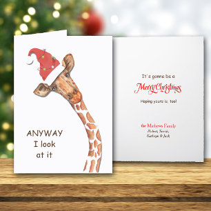 Tynt Santa Hat Giraffe, Helgdag Helgkort