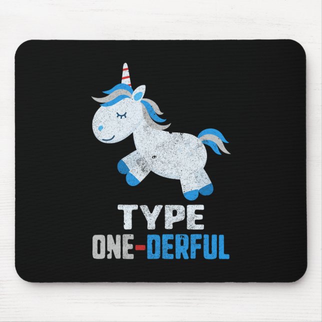 Typ 1 Derful Diabetes T1 Awareness Unicorn Blue Musmatta (Framsidan)