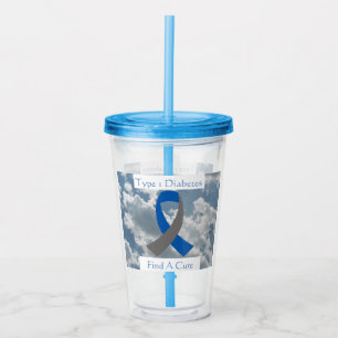 Typ 1 Diabetes akrylat Kopp med lock och råmateria Take Away Mugg