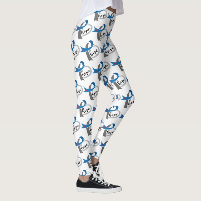 Typ 1 Diabetes Blue Ribbon Awareness HOPE Leggings (Höger)