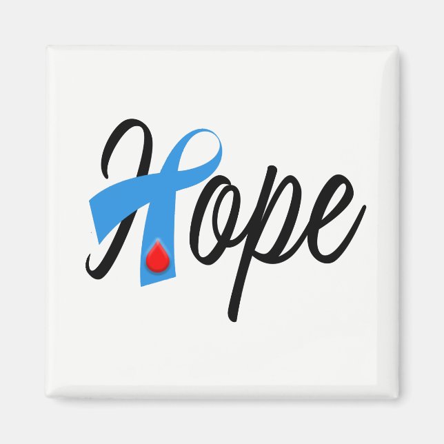 Typ 1 Diabetes Blue Ribbon Awareness HOPE Magnet (Framsidan)