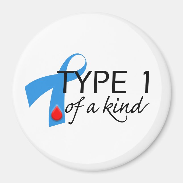 Typ 1 Diabetes Blue Ribbon Awareness HOPE Magnet (Framsidan)