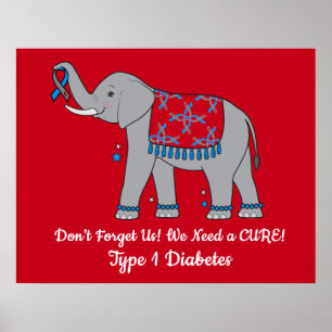 Typ 1 Diabetes Elephant of Awareness and Hope Poster