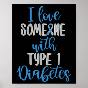 Typ 1 Diabetes Kärlek Juvenil Diabetes Blå Medvete Poster