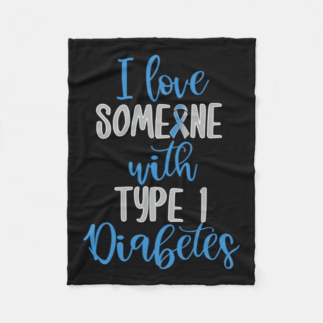 Typ 1 diabetes Kärlek Ungdomsdiabetes Blue Awaren Fleecefilt (Framsidan)