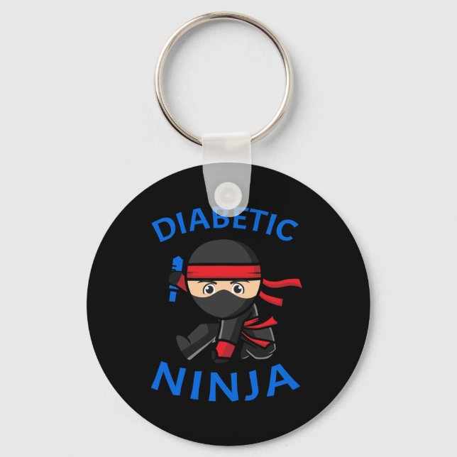 Typ-1 Diabetes Medvetenhet Diabetisk Ninja T1d Bar Nyckelring (Framsida)