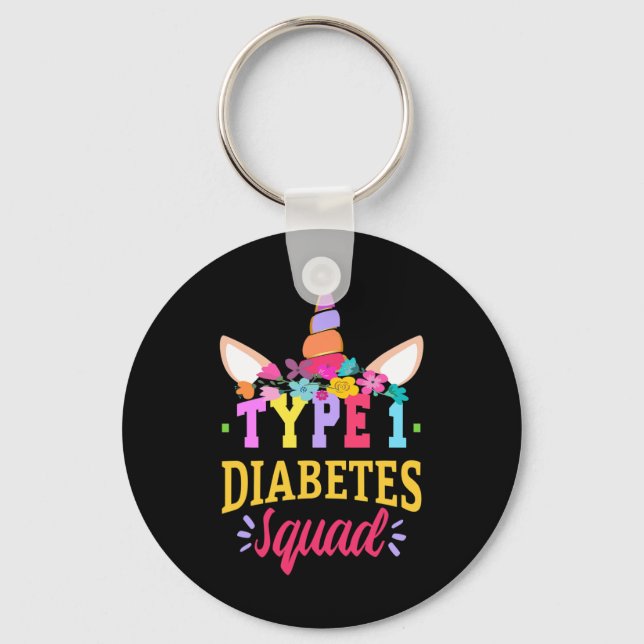 Typ 1 Diabetes Medvetenhet T1d Squad Enhörning Reg Nyckelring (Framsida)