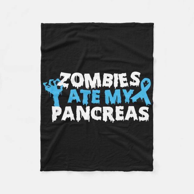 Typ 1 Diabetes Medvetenhet Zombies åt min bukspott Fleecefilt (Framsidan)