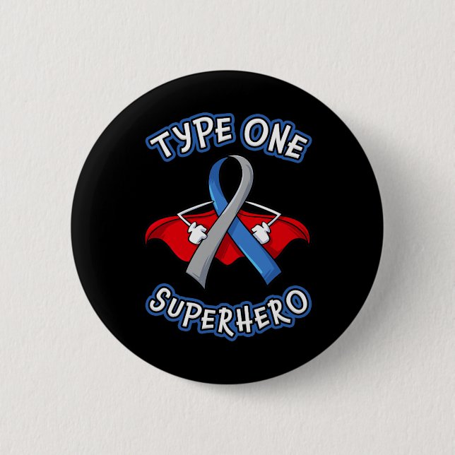 Typ 1-diabetes Superhjälte Awareness Gift Diabetic Knapp (Framsida)