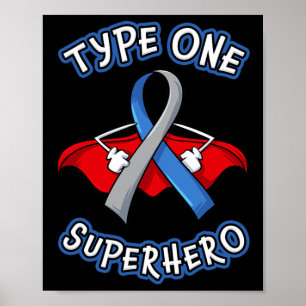 Typ 1-diabetes Superhjälte Awareness Gift Diabetic Poster