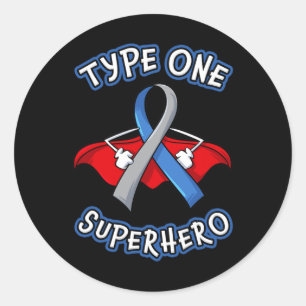 Typ 1-diabetes Superhjälte Awareness Gift Diabetic Runt Klistermärke