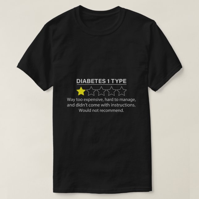 Typ 1-diabetes T1D One Star Rating Funny Gift Tee (Design framsida)