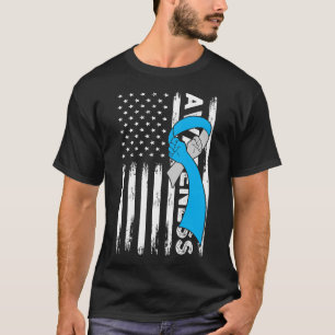 Typ 1-diabetes Warrior US Flagga Blue & Grått Ribb T Shirt