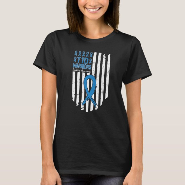 Typ 1 diabetesanfall T1D-medvetenhet Månad USA Fl T Shirt (Framsida)