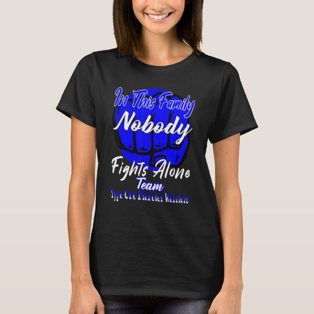Typ 1 Diabetesanhängare Blåband T1d Di T Shirt (Framsida)