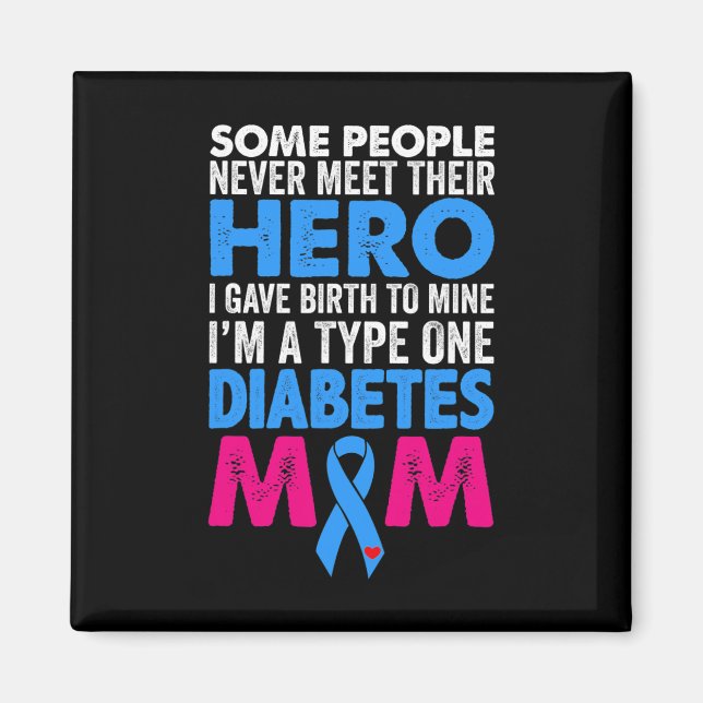Typ 1 Diabetesmedvetande om diabetes Mamma Mor T1D Magnet (Framsidan)