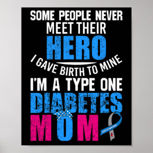 Typ 1 Diabetesmedvetande om diabetes Mamma Mor T1d Poster
