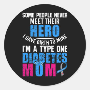 Typ 1 Diabetesmedvetande om diabetes Mamma Mor T1d Runt Klistermärke
