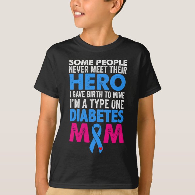Typ 1 Diabetesmedvetande om diabetes Mamma Mor T1D T Shirt (Framsida)