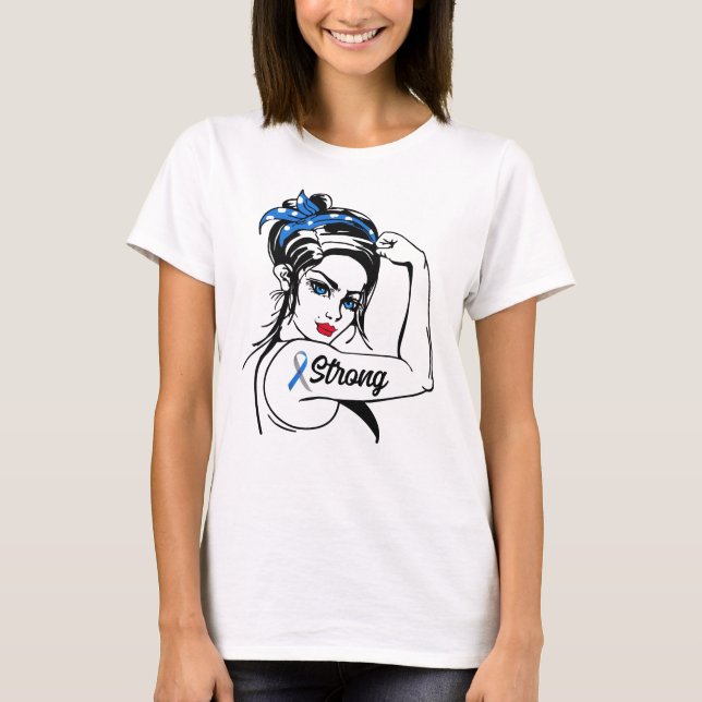 Typ 1 Diabetesmedvetande - Stark Rosie Mamma T Shirt (Framsida)