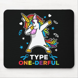 Typ 1 Diabetesmedvetande - Unicorn Typ 1-underbart Musmatta