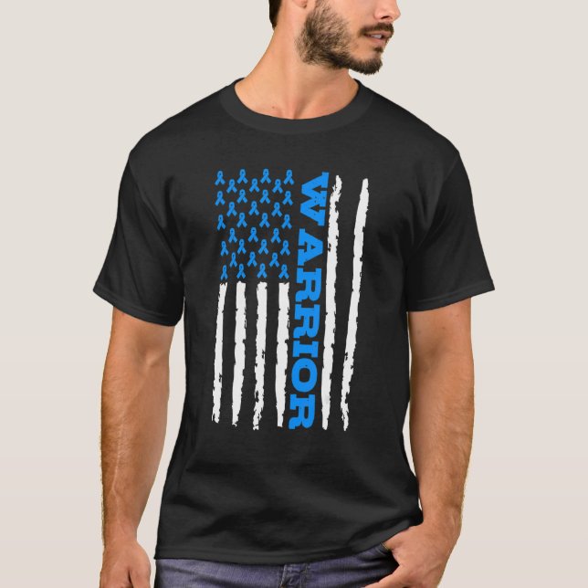 Typ 1 Diabetesmedvetandehöjare US Flagga Blue Rib T Shirt (Framsida)