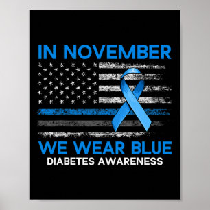 Typ 1 Diabetesmedvetenhet Amerikanska Flagga Blue Poster