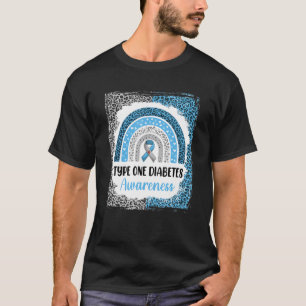 Typ 1 Diabetesmedvetenhet blekt regnbåge Leopard T Shirt