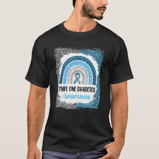 Typ 1 Diabetesmedvetenhet blekt regnbåge Leopard T Shirt