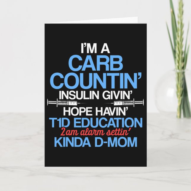 Typ 1 Diabetesmedvetenhet Mamma T1d Warrior Surviv Kort (Framsida)