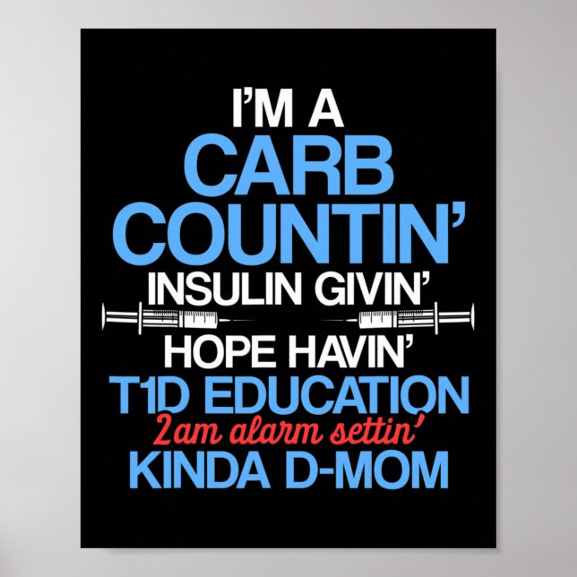 Typ 1 Diabetesmedvetenhet Mamma T1d Warrior Surviv Poster (Framsidan)