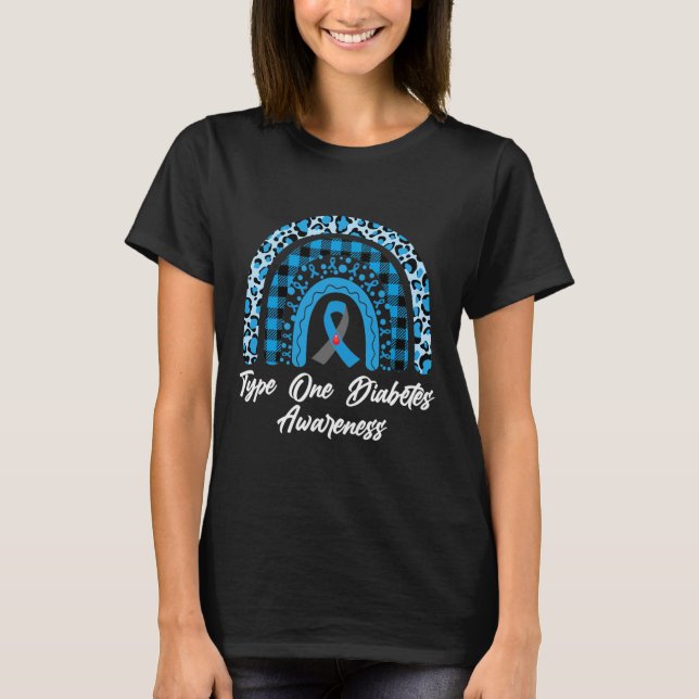 Typ 1 Diabetesmedvetenhet Regnbåge Leopard Ri T Shirt (Framsida)