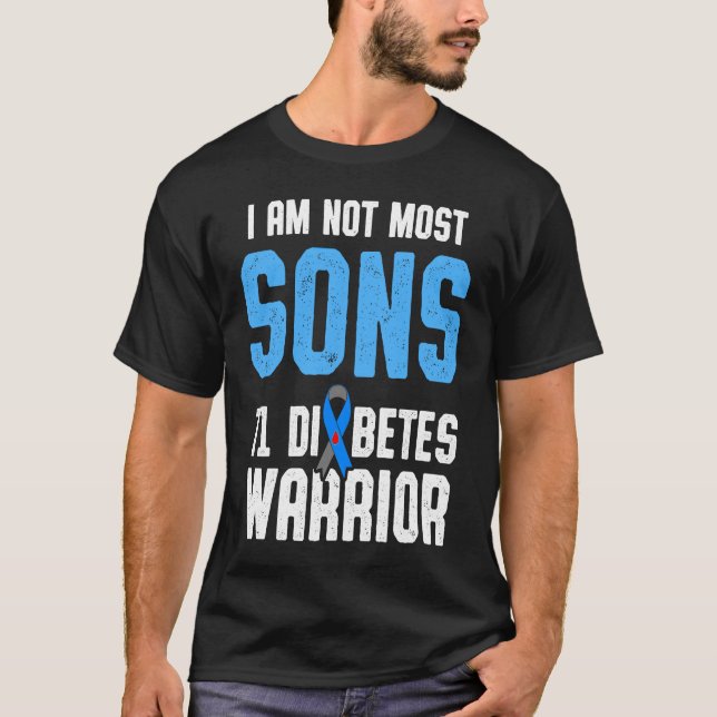 Typ 1 Medvetenhet om diabetes Sons T1D Warrior Sur T Shirt (Framsida)