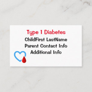 Typ 1 Medvetenhet om diabetes Visitkort