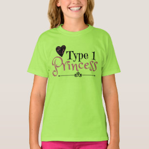 Typ - 1 Princess: Skjorta för typ - ungar för 1 Tee Shirt