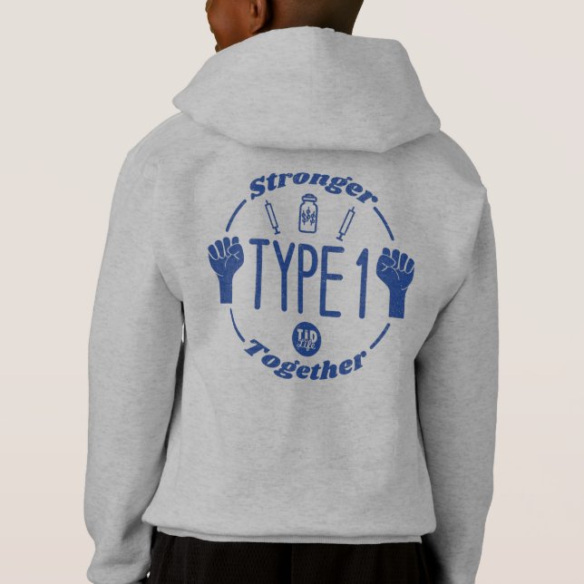 Typ 1 Starkare tillsammans [Nvy-Gry] Hoodie T Shirt (Baksida)